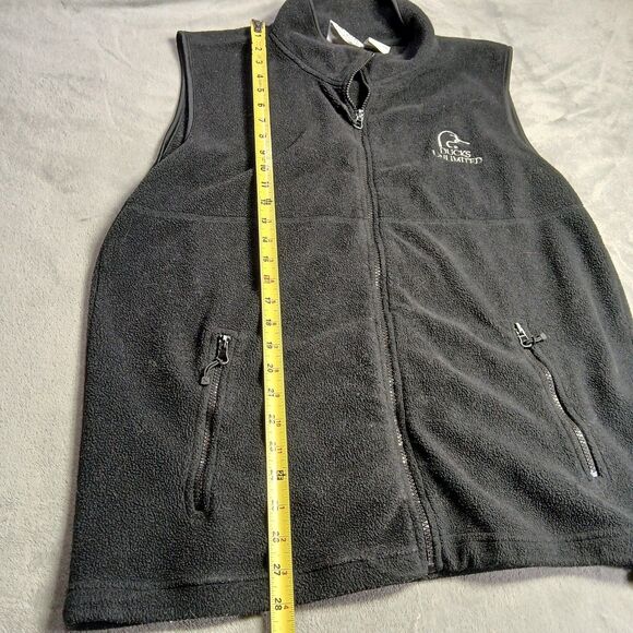 Ducks Unlimited Mens XL Black Fleece Vest Outdoor Full Zip Pocket Hunting Casual - Picture 4 of 7